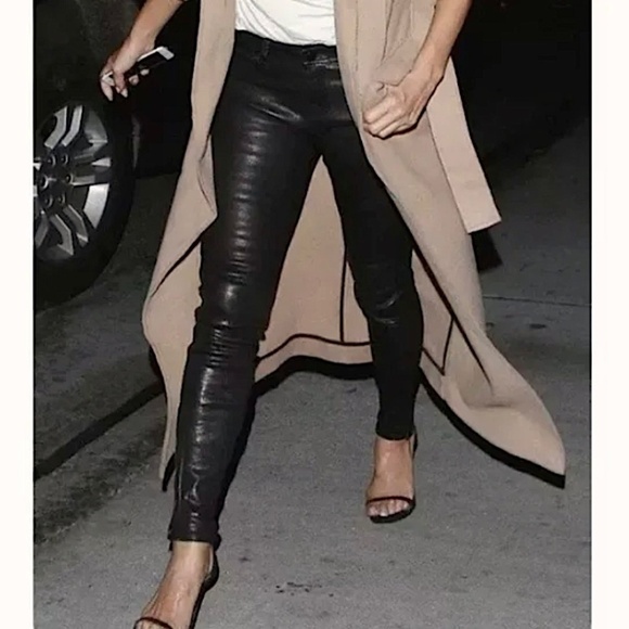 J BRAND L8001 Genuine Lamb Leather Skinny Jeans with Ankle Zippers - Picture 3 of 16